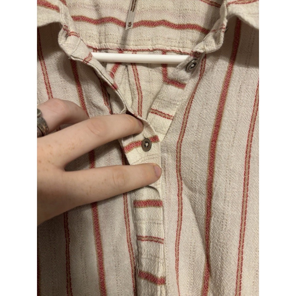 Free People Medium Pencil Stripe Night Shirt Gown Cotton Cottage Minimal Lagen - Picture 5 of 8
